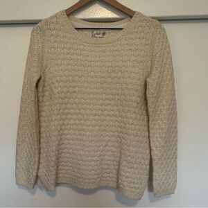 Anthropologie Textured Cream Scoop Neck Sweater